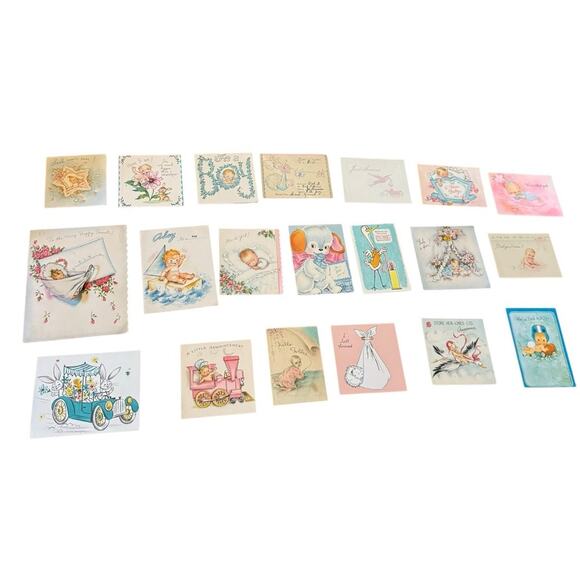 VTG Hallmark Baby Announcement Retro Card Stork Boy Girl Just Arrived USED - Picture 1 of 7